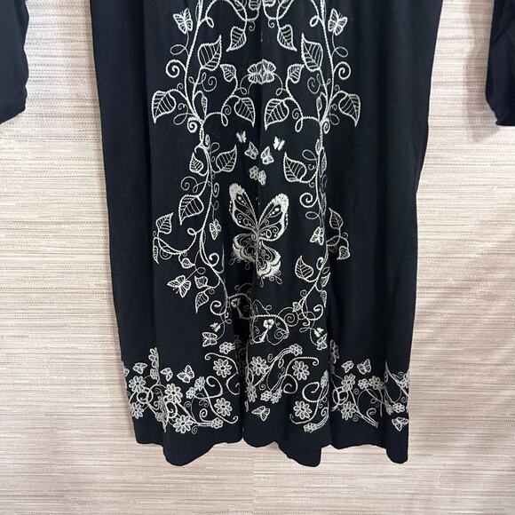 Johnny Was Women's Black Long Sleeve Embroidered Dress size XS - Picture 3 of 6